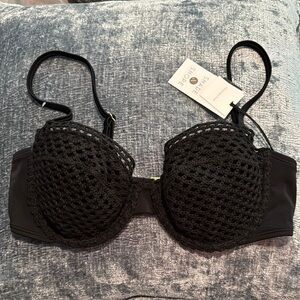 Shade & Shore Black Lace Overlay Bra Intimates